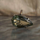 Green amethyst solitaire ring in handcrafted 925 silver  