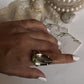 925 silver ring with large green amethyst solitaire  