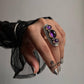 Amethyst Big Boho Handcrafted Statement 925 Sterling Silver Ring