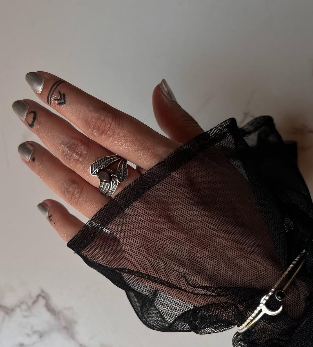 Garnet Leaf Wrap 925 Sterling Silver Ring