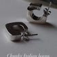 Chunky Italian Square Half Hoops Silver 925
