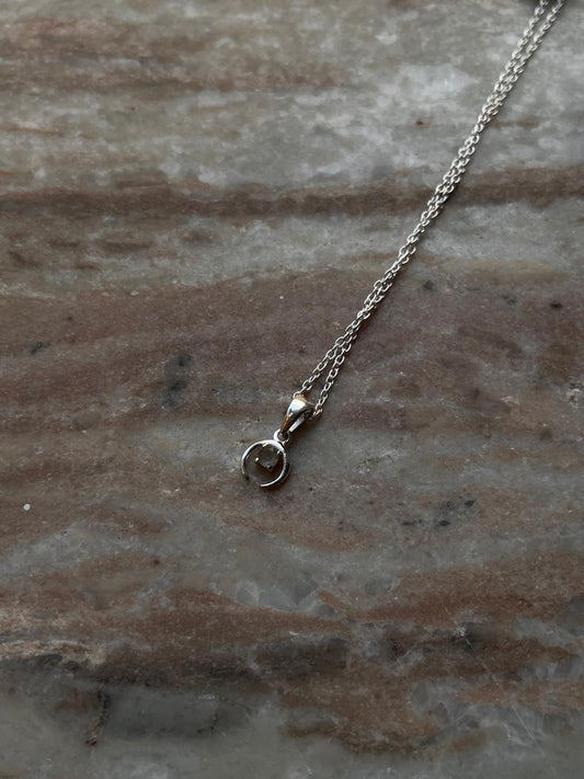 Delicate crescent moon necklace with labradorite in 925 Sterling silver