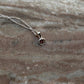 925 silver necklace with small crescent moon and garnet stone  