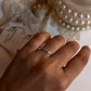 925 silver rope band ring with three white topaz stones  