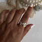 Elegant ruby flower bouquet adjustable ring in 925 silver  