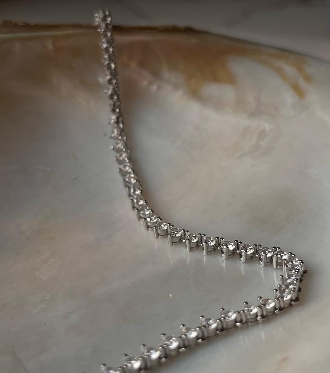 925 silver tennis anklet with brilliant CZ solitaire accents  