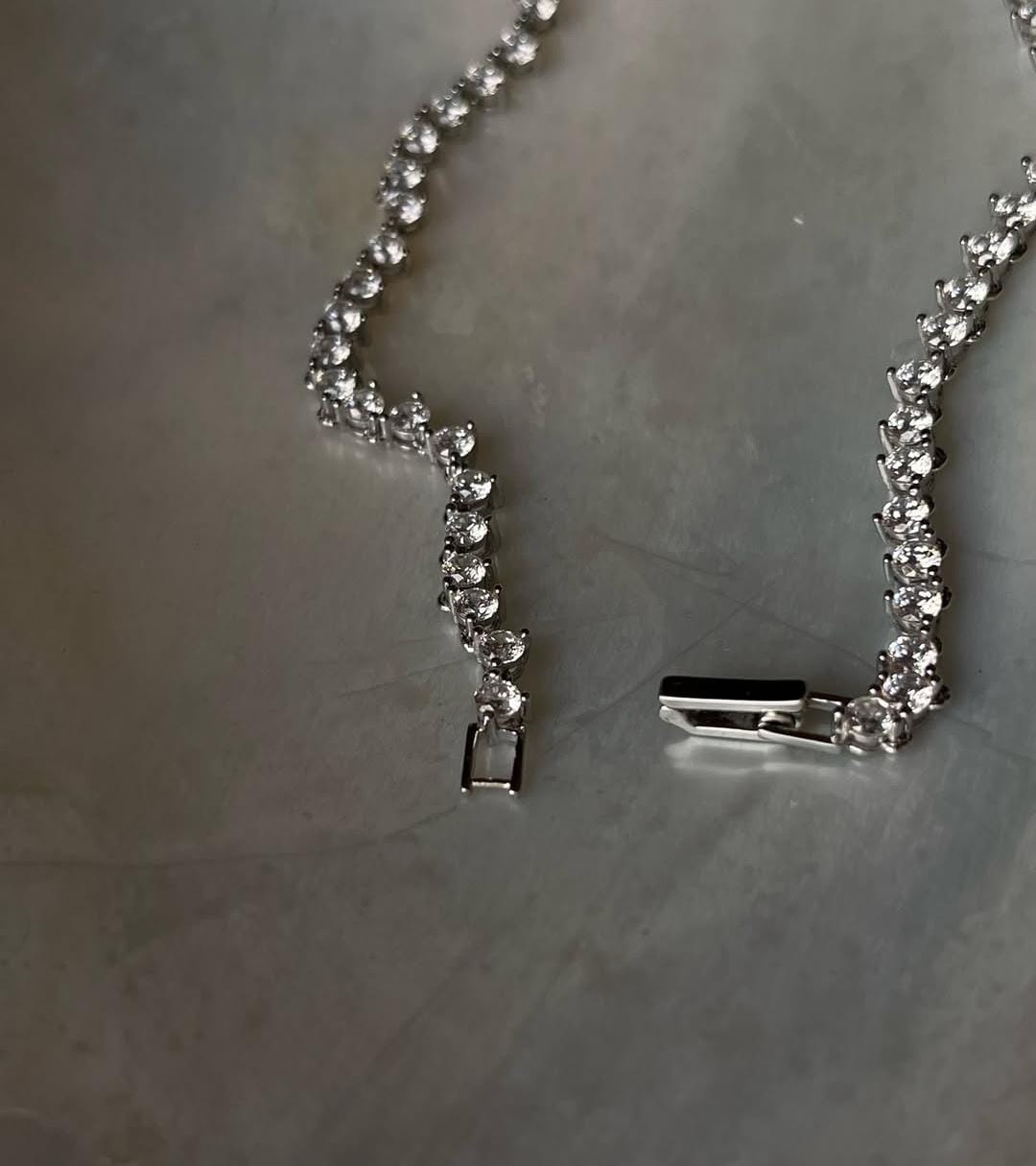 925 silver anklet with CZ solitaire stones in tennis design