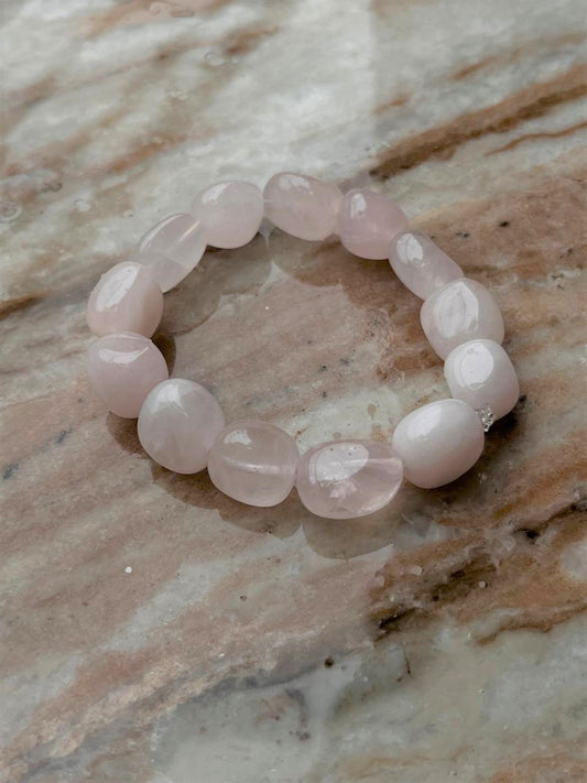 High quality rose quartz tumble natural crystal bracelet  