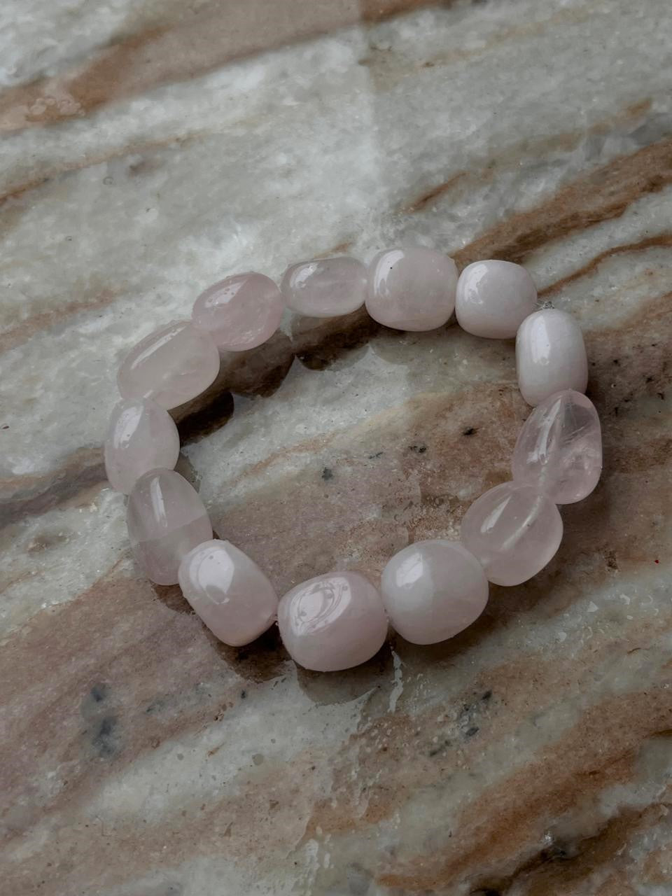 Genuine rose quartz tumble stone crystal bracelet