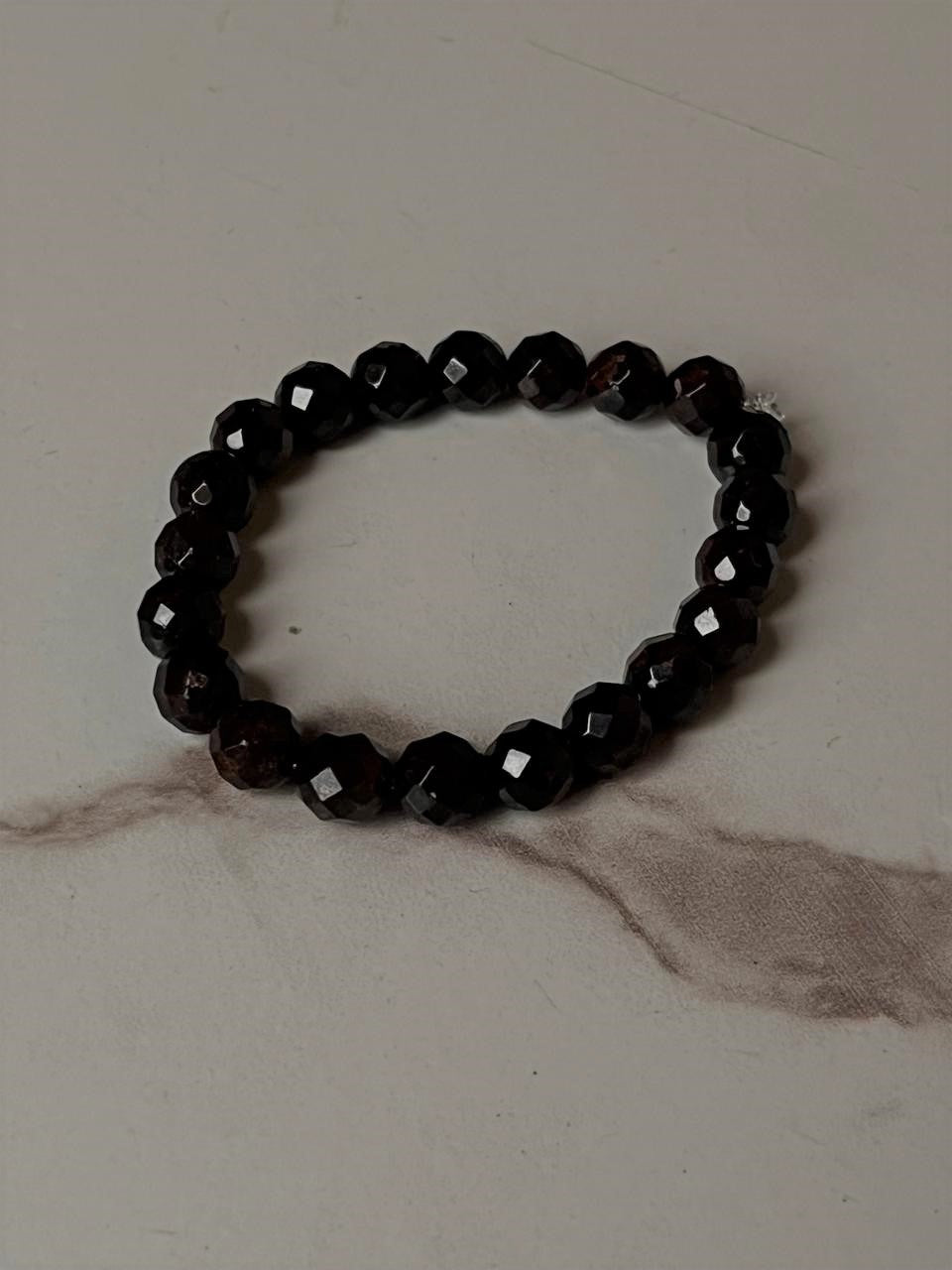 Garnet crystal healing bracelet with diamond cut finish
