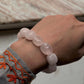 Natural rose quartz crystal bracelet with tumble stones  