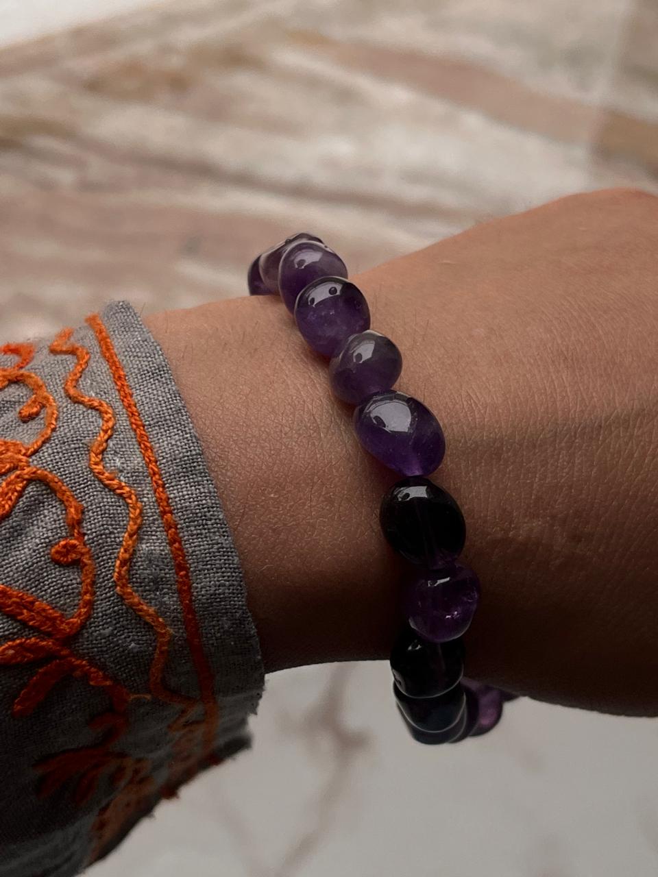 Amethyst Tumble 8MM Natural Crystal Bracelet