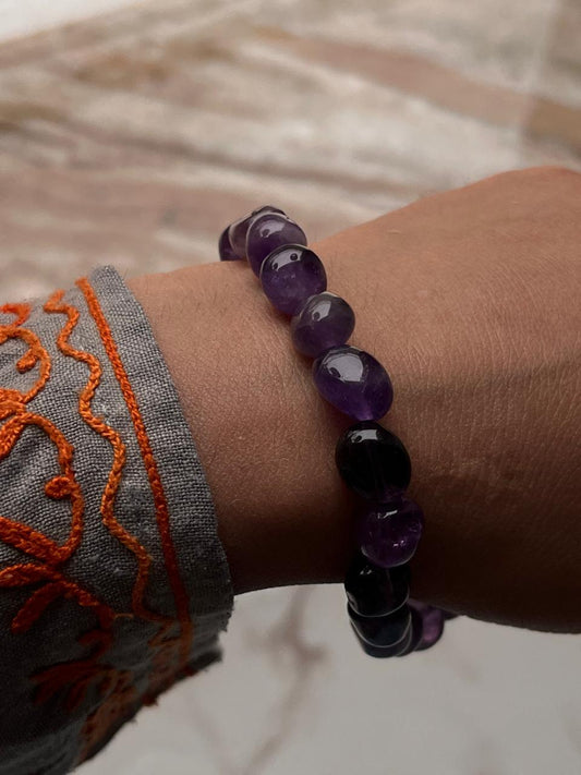 Amethyst Tumble 8MM Natural Crystal Bracelet