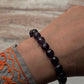 Diamond cut amethyst bead bracelet with natural crystals