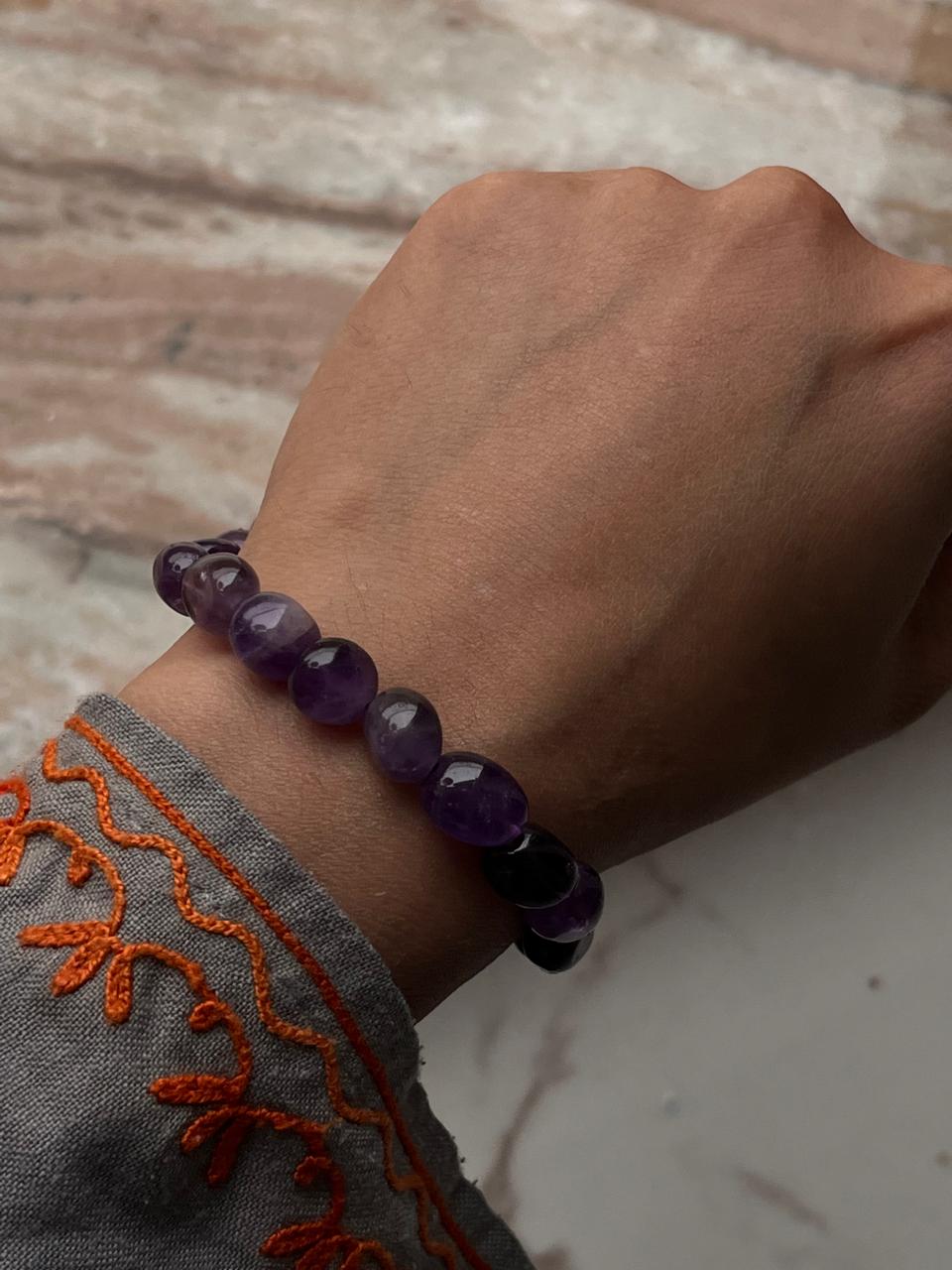 Amethyst Tumble 8MM Natural Crystal Bracelet