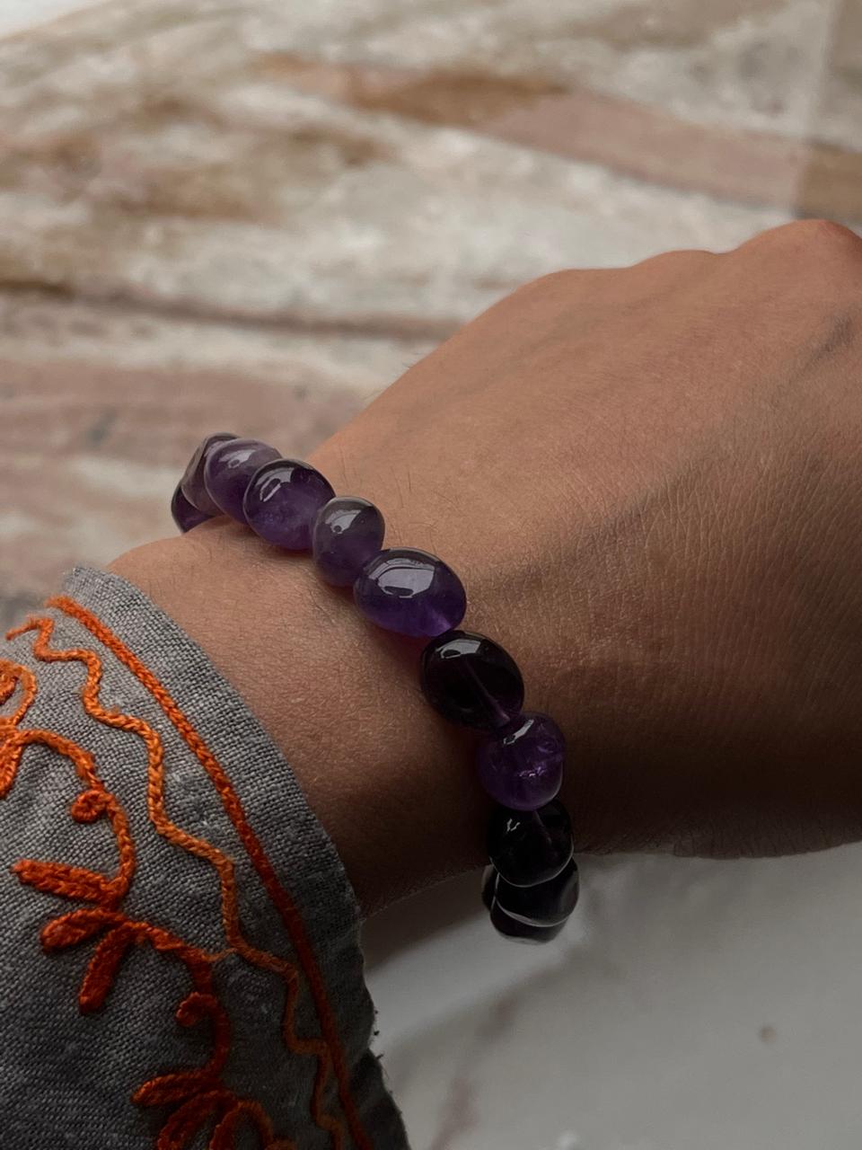 Amethyst Tumble 8MM Natural Crystal Bracelet