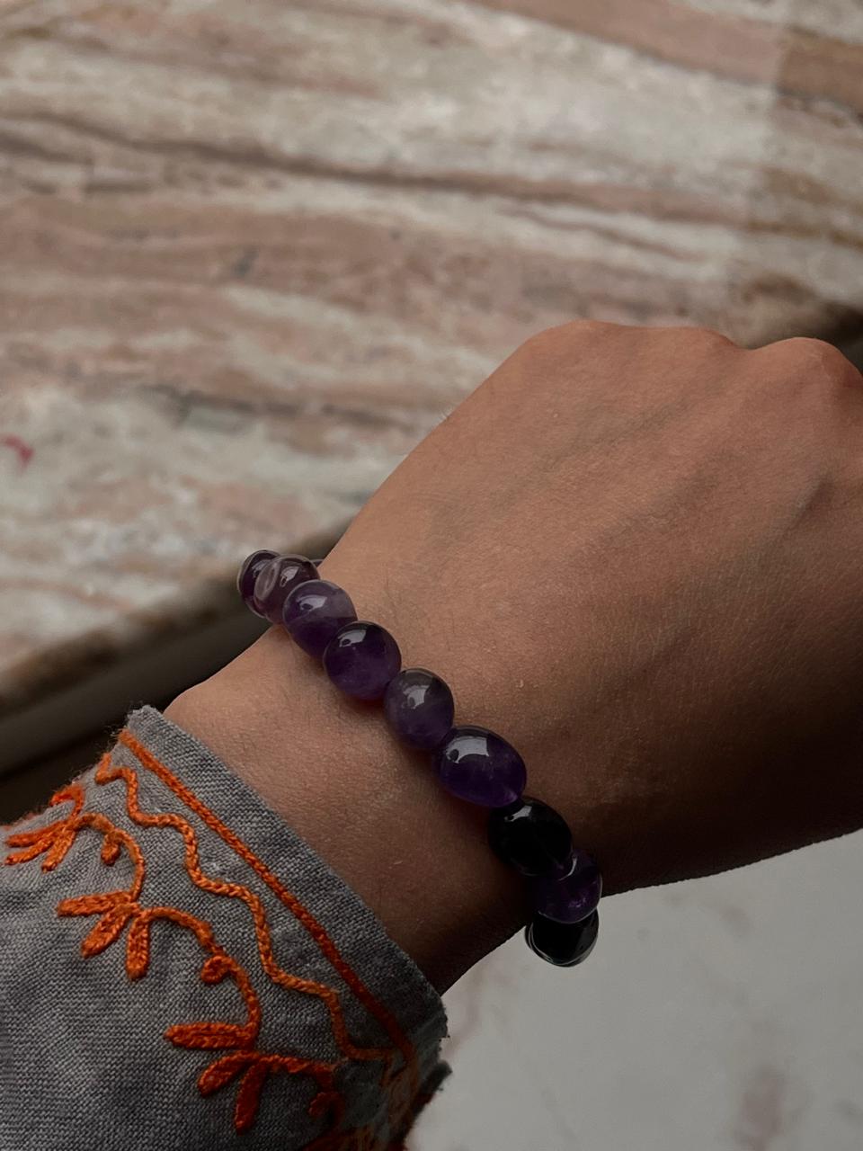 Amethyst Tumble 8MM Natural Crystal Bracelet