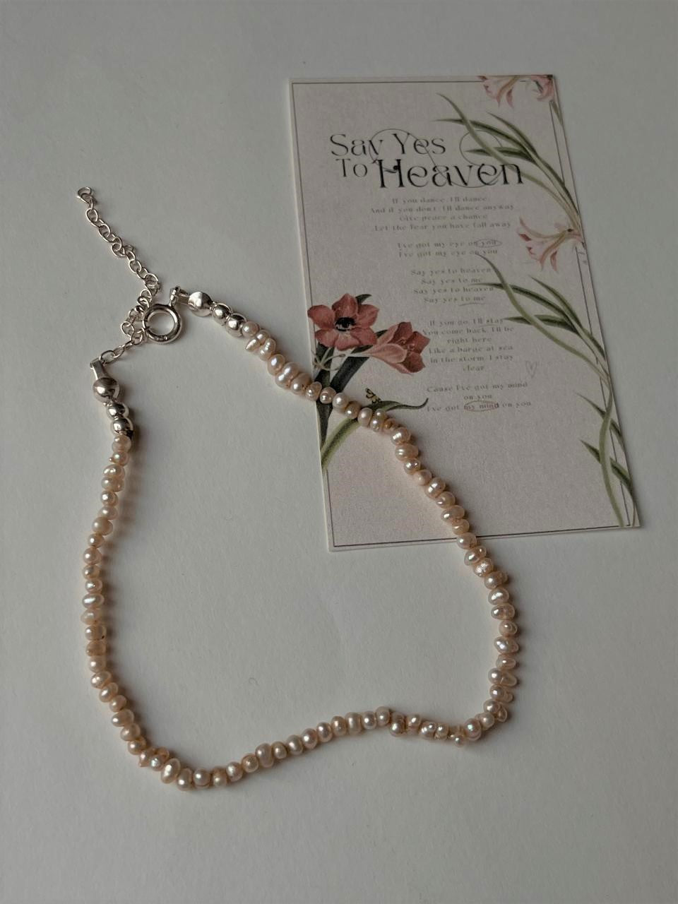 Basra Natural Fresh Water Pearls 925 Sterling Silver Anklet