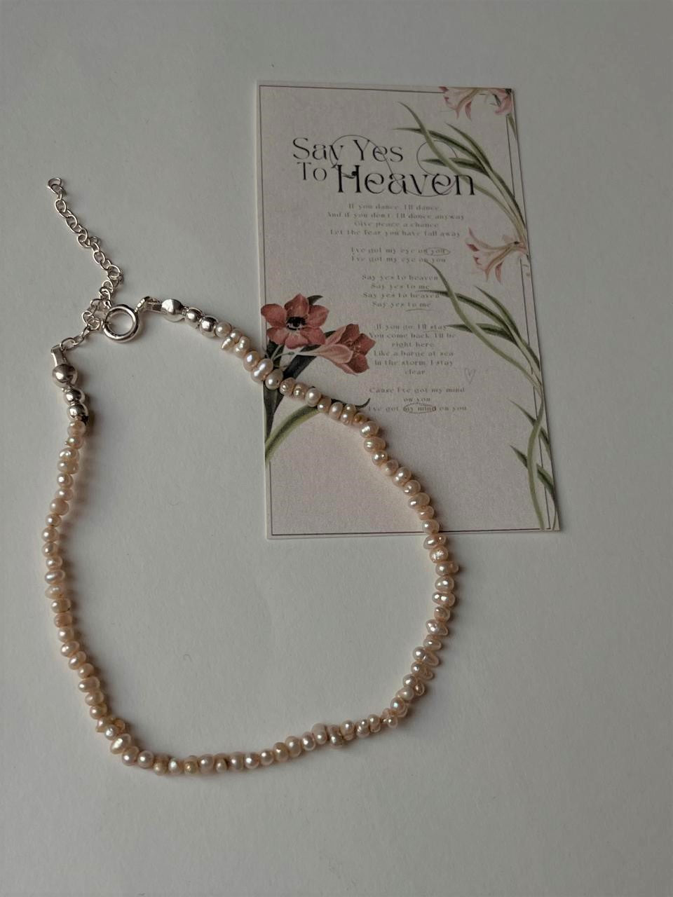 Basra Natural Fresh Water Pearls 925 Sterling Silver Anklet