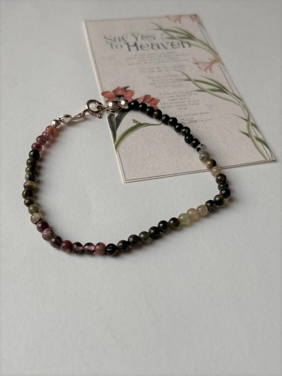 Multi Tourmaline Plain Round 3MM Crystal Bracelet