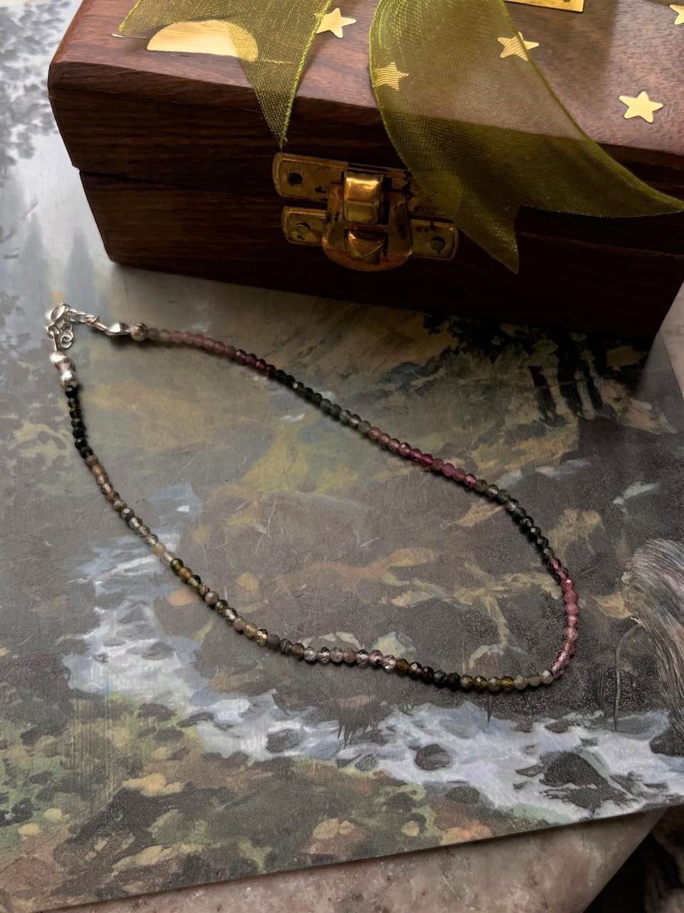 Multi Tourmaline 2MM 925 Sterling Silver Anklet