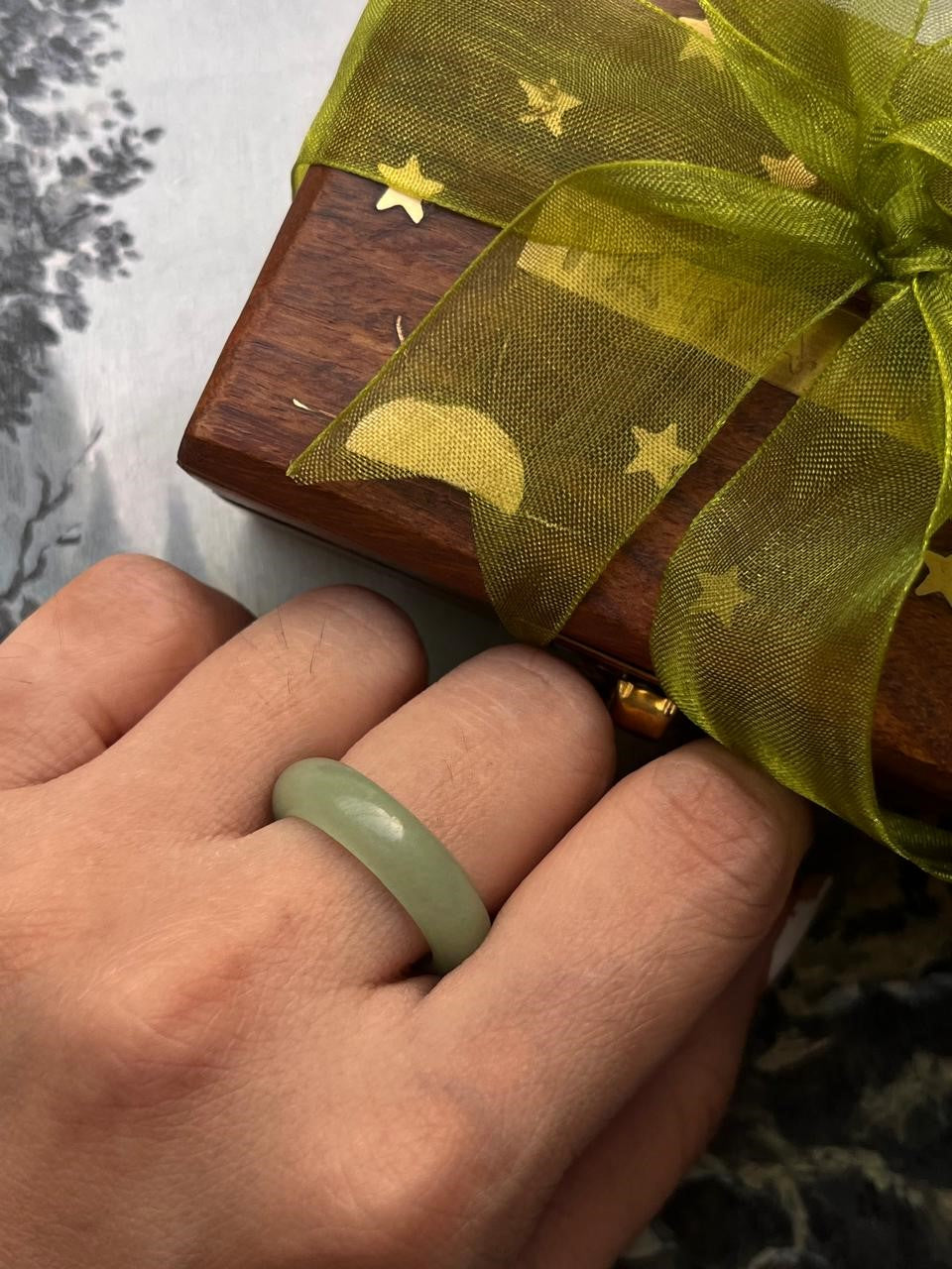 Green Aventurine Crystal Band Ring