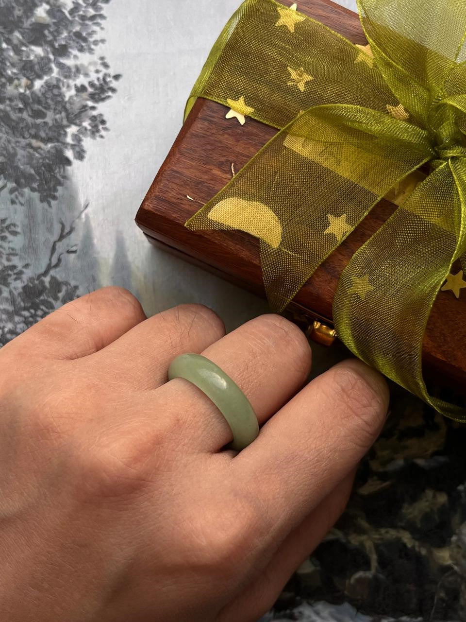 Green Aventurine Crystal Band Ring