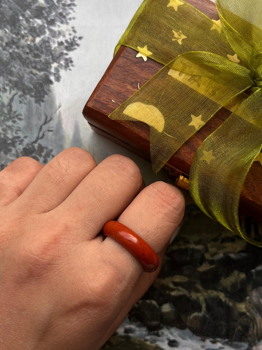 Red Jasper Crystal Band Ring