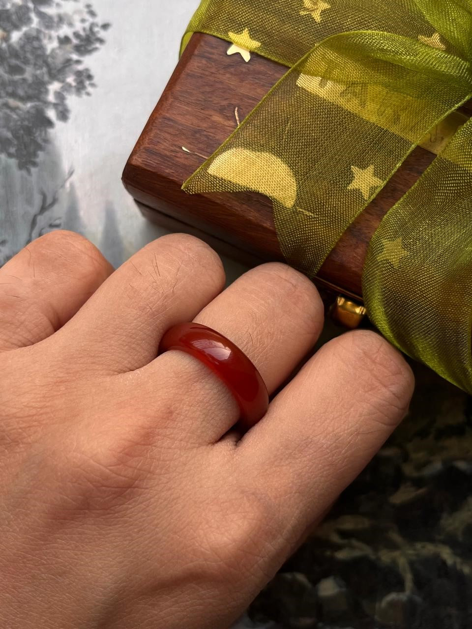 Carnelian Crystal Band Ring