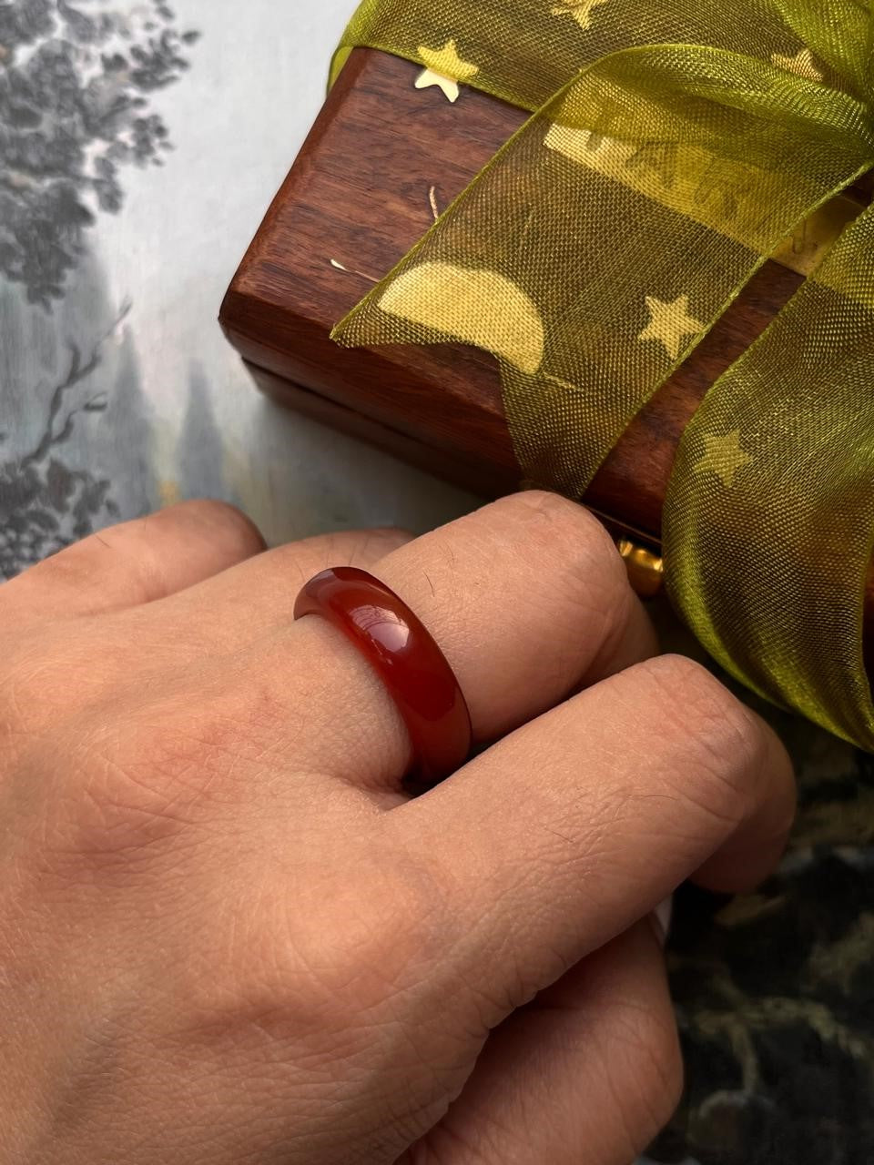 Carnelian Crystal Band Ring