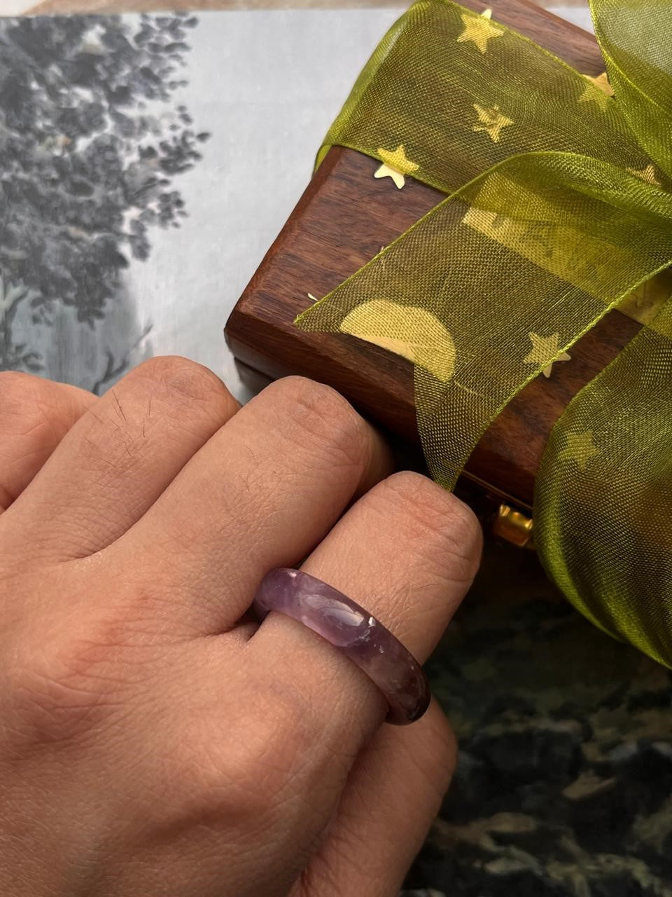 Amethyst Crystal Band Ring
