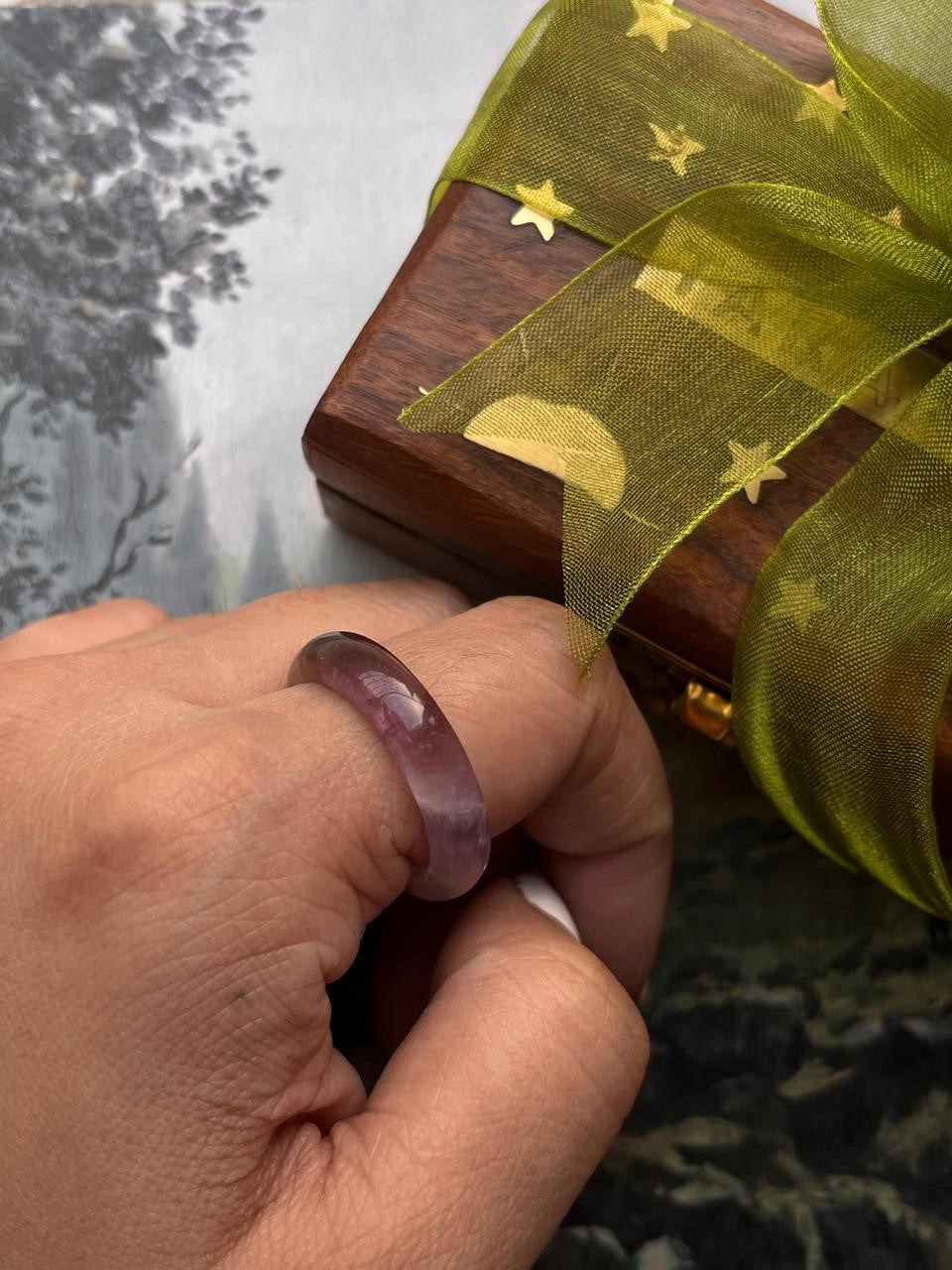 Amethyst Crystal Band Ring