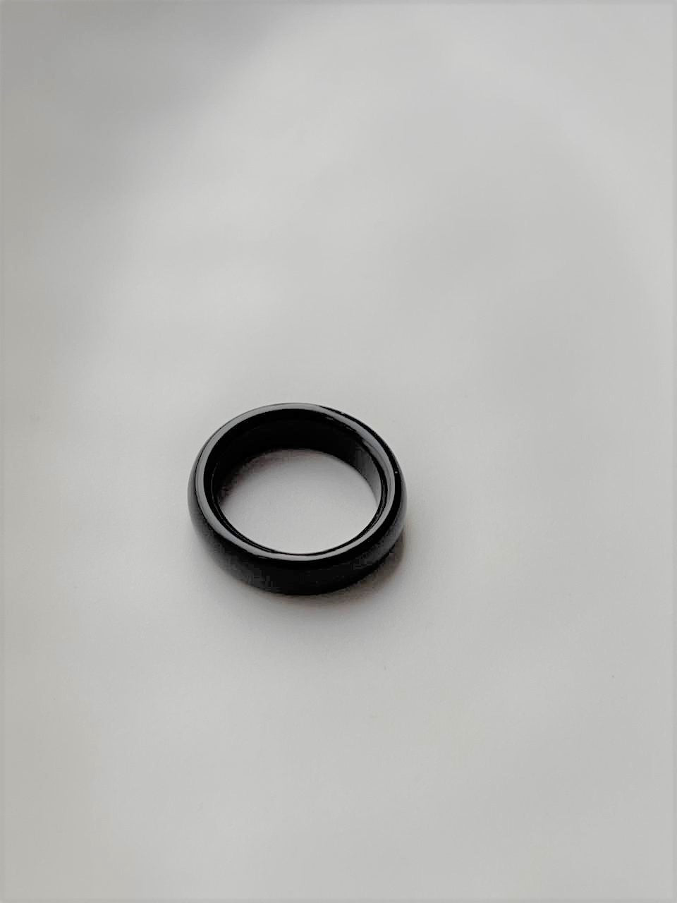 Black Agate Crystal Band Ring