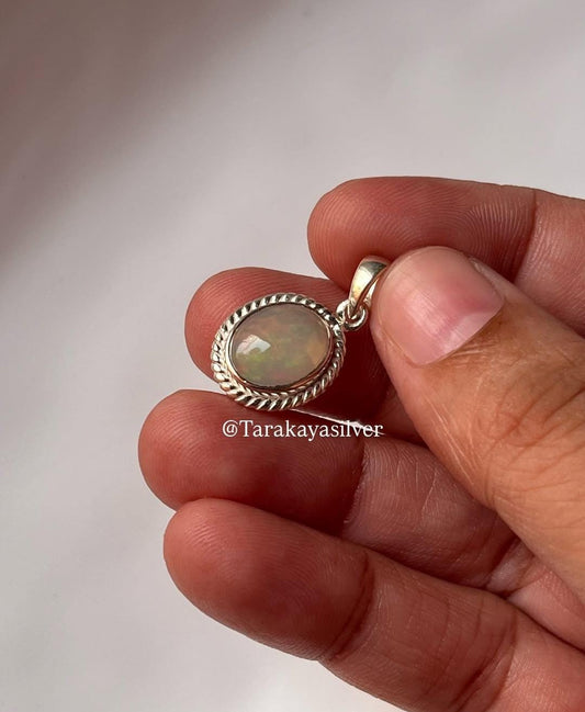 Natural Ethiopian Opal Boho 925 Sterling Silver Pendant
