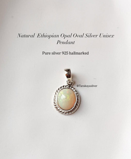 Natural Ethiopian Opal Boho 925 Sterling Silver Pendant