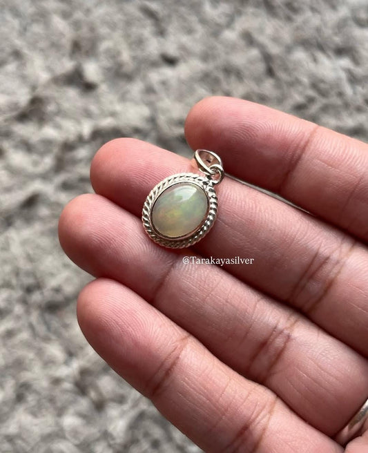Natural Ethiopian Opal Boho 925 Sterling Silver Pendant