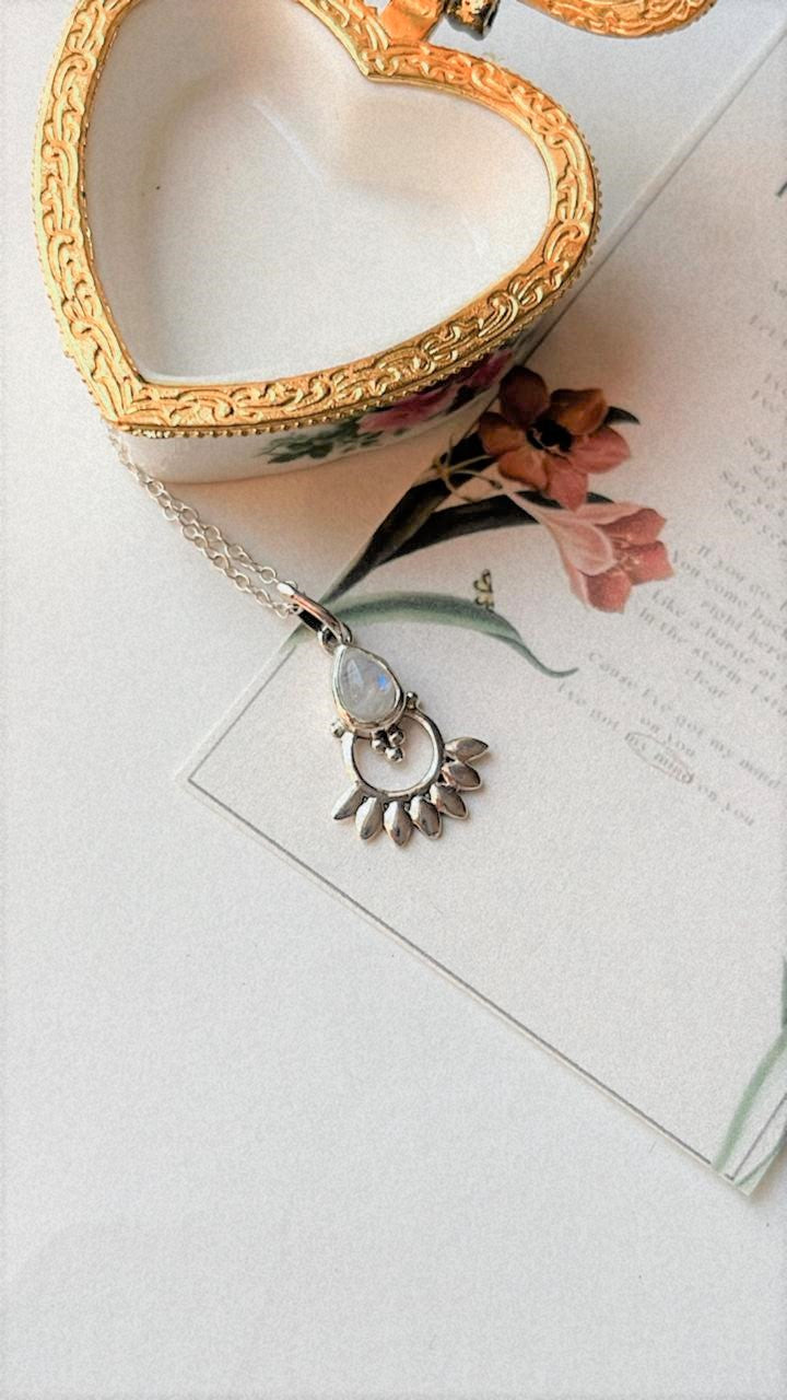 Moonstone Boho 925 Sterling Silver Necklace