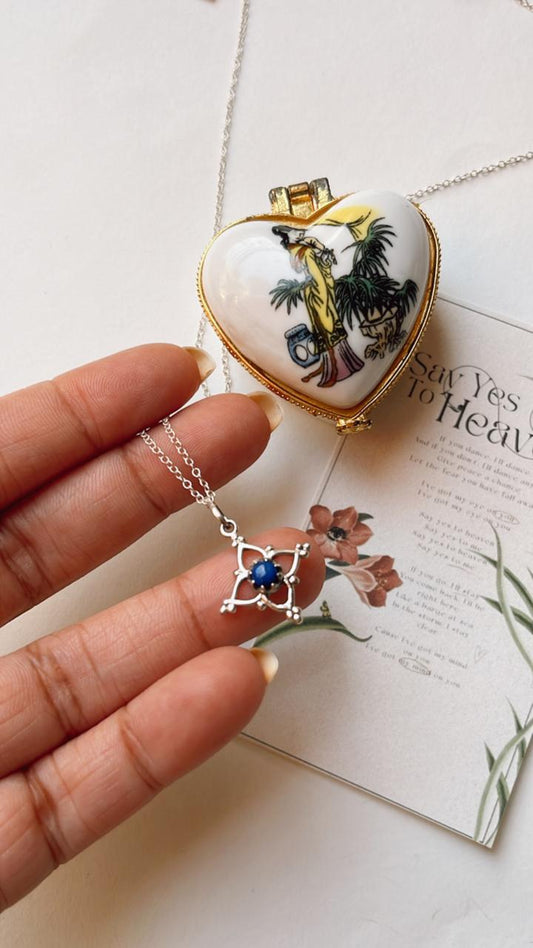 Lapis Lazuli Flower Rawa 925 Sterling Silver Necklace