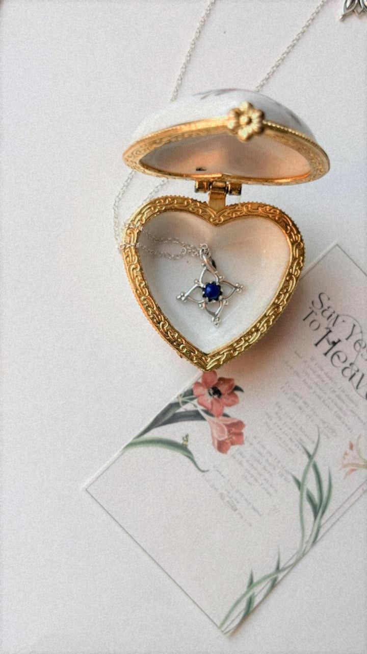 Lapis Lazuli Flower Rawa 925 Sterling Silver Necklace