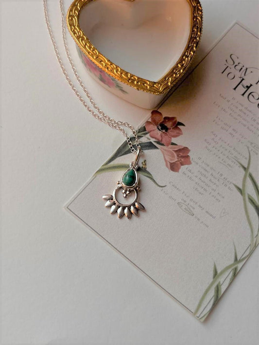 Malachite Boho 925 Sterling Silver Necklace