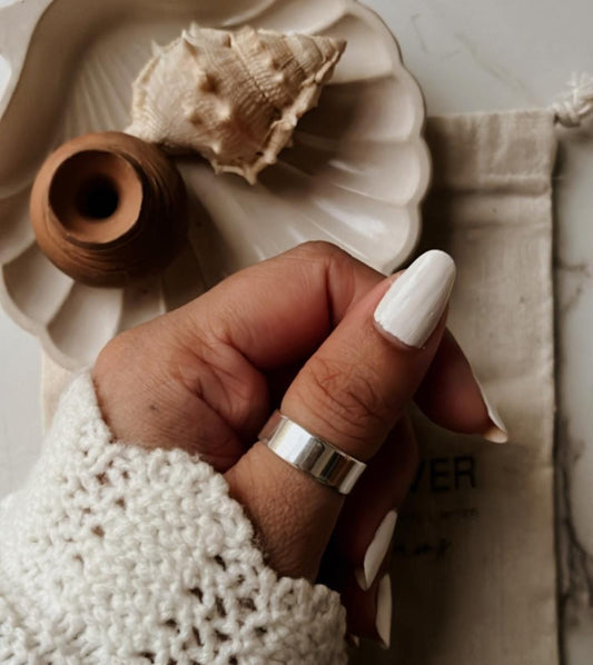 Plain Thick Band Unisex 925 Sterling Silver Ring