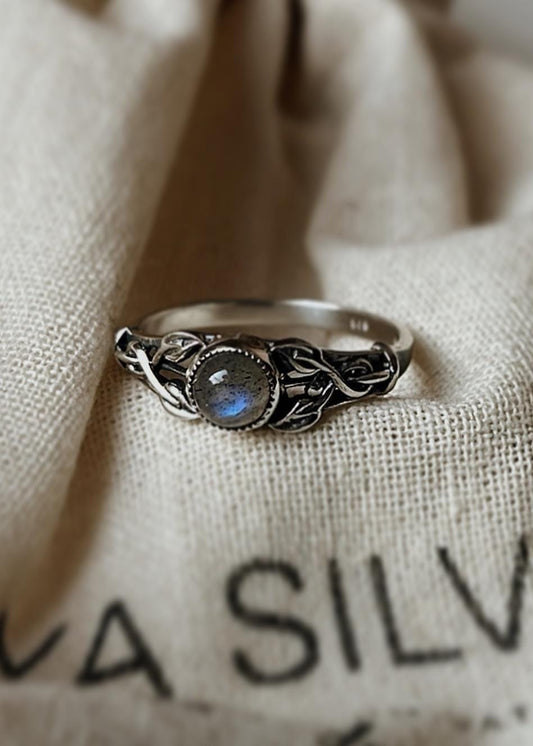 nature inspired labradorite statement ring 925 sterling silver