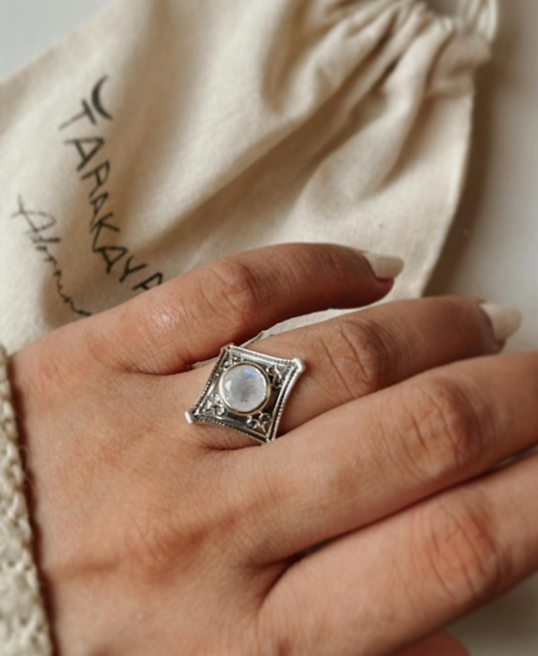 Moonstone Vintage Boho 925 Sterling Silver Ring