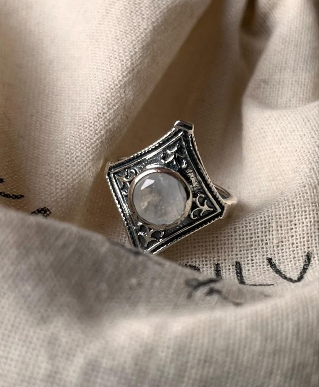Moonstone Vintage Boho 925 Sterling Silver Ring