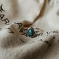 Copper Turquoise Pear Boho 925 Sterling Silver Ring