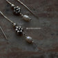Freshwater pearl charm and blossom flower 925 silver sui dhaga earrings
