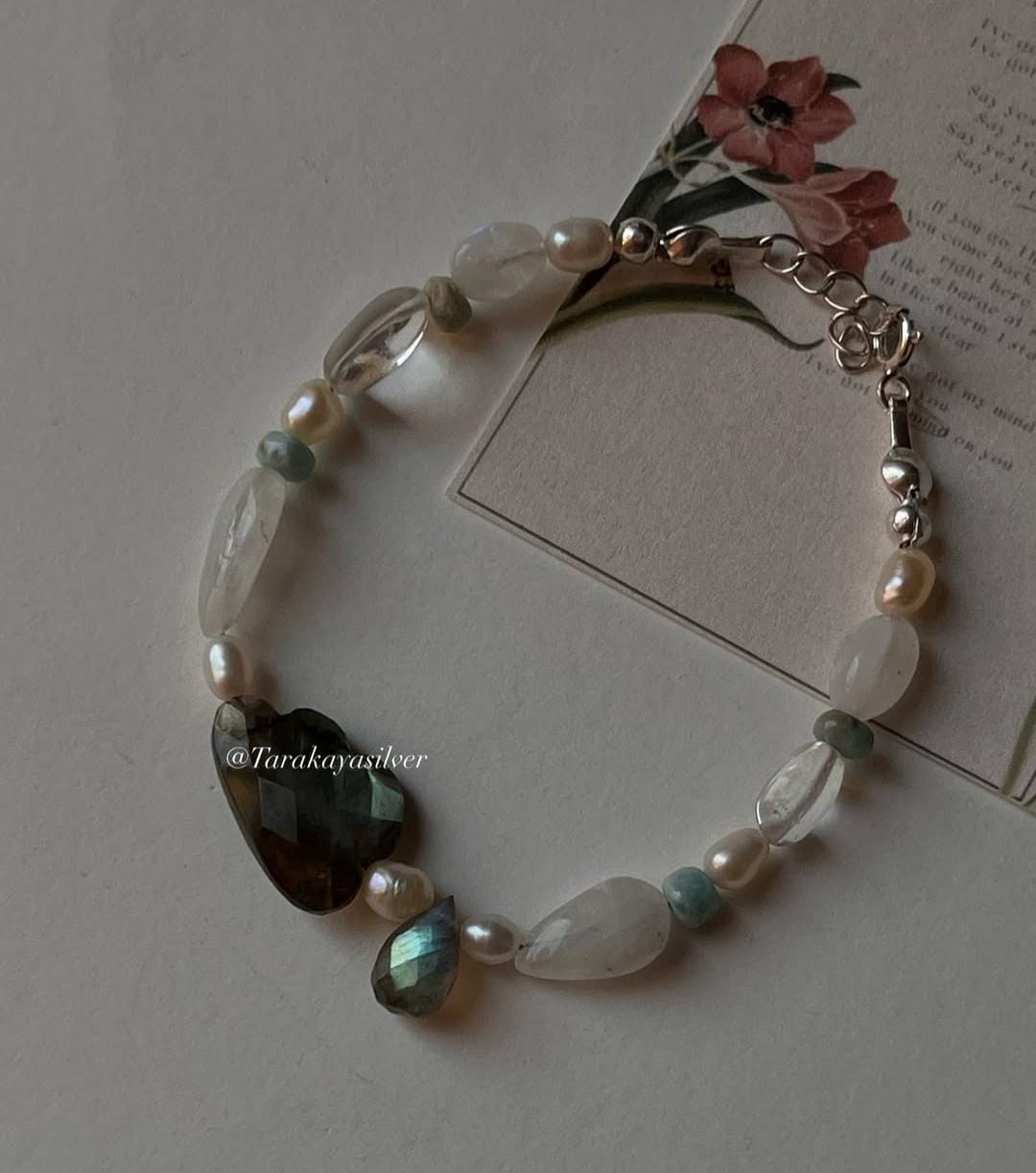 SkyFall design labradorite silver bracelet for spiritual healing
