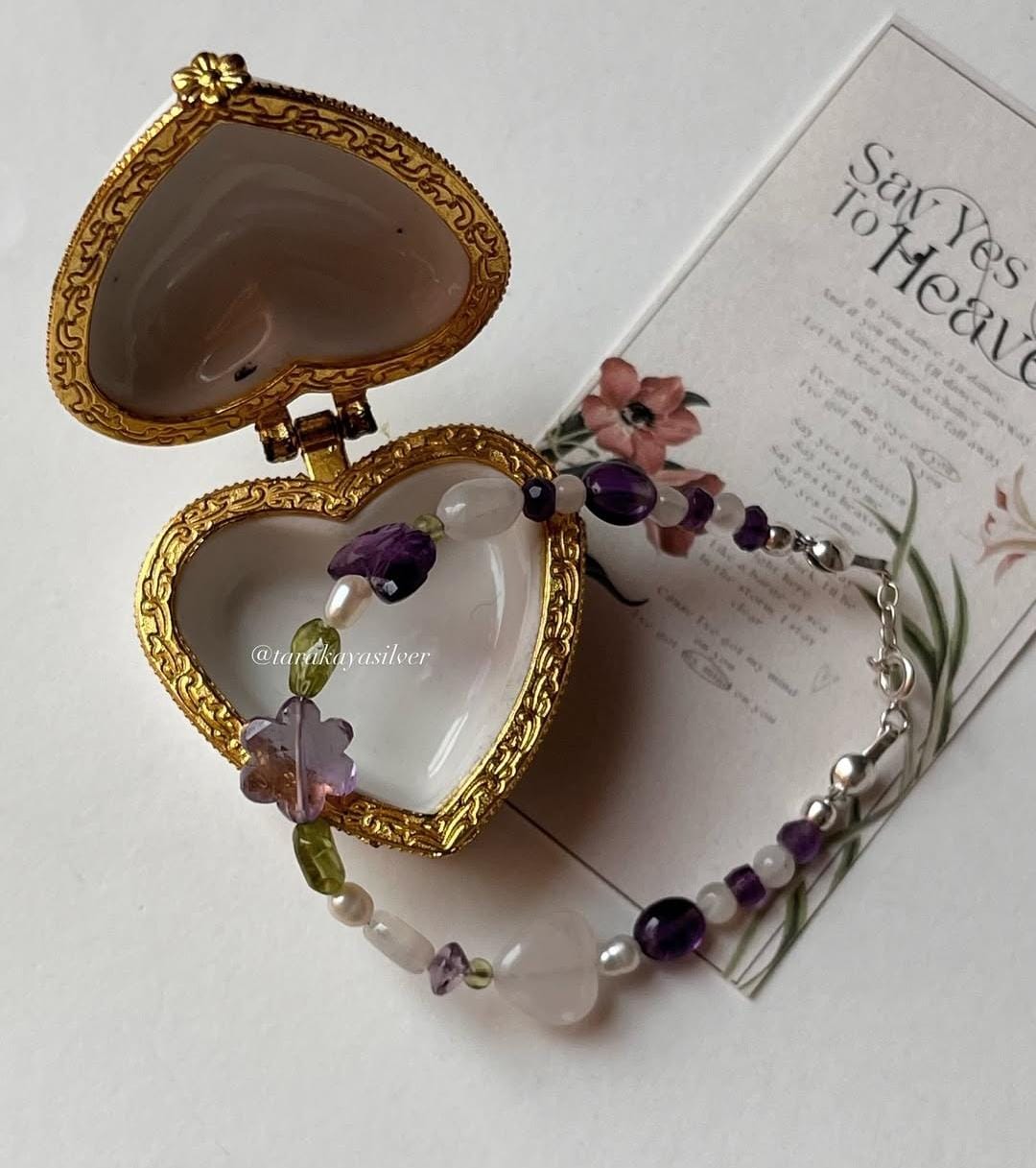 Elegant garden-inspired floral silver bracelet with artisan touch