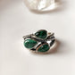 Malachite 3 Stone Statement 925 Sterling Silver Ring