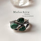 Malachite 3 Stone Statement 925 Sterling Silver Ring